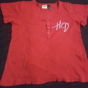 Women's red bedazzled Harley Davison t shirt